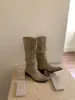 Nuevas Botas Largas Retro para Mujer Otoño/Invierno 2026, Estilo Vaquero, de Gamuza, hasta la Rodilla, con Tacón Grueso, Botas de Monta