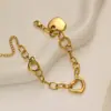 Lele Jewelry Pulsera Colgante de Amor Más Vendida en Amazon Europeo y Americano Joyería de Mano Simple Dorada de Acero Inoxidable Linda y Dulce