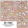 Redanco5D Embotado Ins Popular Desenho Animado Adesivo para Unha Animal Print Fofo Headgear Adesivo Estéreo para Unha Dr1467