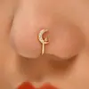 Argola de nariz sem furo cobre banhado a ouro 18K zircônia microincrustada clipe de nariz cobertura de nariz joia de nariz transfronteiriça europeia e americana folhas Estrelas
