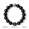 Pulsera de Obsidiana Negra Natural para Mujer con Cuentas de Mantra de Seis Caracteres, Pulsera de Pareja, Regalo de San Valentín para Hombres