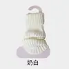 Polainas de punto blanco estilo JK para niñas, cubrepiernas de otoño e invierno, calcetines altos ajustados con puño y raya vertical Y2K de Zhuji
