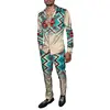 Moda Masculina Primavera/Verão 2025 Terno de Camisa Marca Estampada Peça Dupla Manga Longa Slim Respirável Algodão Estilo Elegante