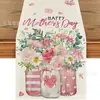 Toalha de Mesa Dia das Mães Transfronteiriça Cravo Tulipa Bênção do Dia das Mães Decoração de Mesa de Centro de Sala de Estar Toalha de Mesa de Linho