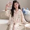 Pijama Novo para Meninas 2026, Algodão Puro, Estilo Primavera e Outono, Roupa de Casa Infantil para Meninas, Conjunto Doce de Manga Longa, Pode Ser Usado Fora