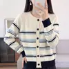 Cardigã de malha 100% algodão puro estilo Old Money para mulheres, primavera e outono, casual e elegante, peça externa de caimento solto, blusa de manga comprida