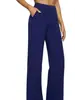 Pantalones de Yoga Rectos de Cintura Alta de Punto Sueltos Casuales con Bolsillos Nuevos de Venta Caliente Transfronterizos Europeos y Americanos