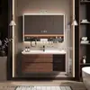 Set de Gabinetes de Baño Gesili Estilo Vintage con Lavabo Integrado de Cerámica y Madera de Nogal para Baño