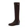 Botas elásticas modeladoras de temperamento bico redondo salto oculto 4cm botas over-the-knee femininas 2026 novas botas longas de salto plataforma