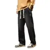 Pantalones largos casuales para hombre, forrados de polar, gruesos, modernos, de corte holgado, pierna recta, estilo americano, geniales, retro, pierna ancha, al por mayor