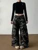 Pantalones Cargo Camuflaje Lavado Estilo Americano Vintage Multibolsillos Unisex Modernos Rectos Holgados Versátiles Casuales
