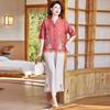 Nuevo Traje de Verano de Algodón y Lino Estilo Chino para Mamá, Nuevo Modelo 2026 para Mujeres de Mediana Edad y Mayores, Top de Manga Corta Estilo Nacional para Abuela para Verano