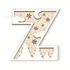 Enfeites Decorativos de Madeira de Natal Transfronteiriços com 26 Letras e Design de Padrão Floral para Artesanato e Decoração Caseira