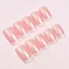 24 Piezas de Uñas Portátiles en Color Naranja Nude Perlado Estilo Ojo de Gato, Estilo Europeo, Uñas Cortas, Manicura Francesa Simple