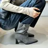 Botines de Punta para Mujer 2026 Nuevos Botines de Otoño Invierno para Mujer Tacones Altos Tacón Fino Botines Cortos con Hebilla de Cinturón Botines Ajustados para Mujer