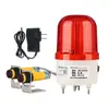 Interruptor fotoeléctrico de presencia/ausencia alarma 30 cm detección automática infrarroja luz de advertencia LED magnética 120dB