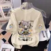 Camiseta de Verano de Manga Corta para Niños, Algodón Puro, Degradado, Estampado de Dibujos Animados, Estilo Nuevo, Moda y Linda para Niñas, Top Versátil de Media Manga t