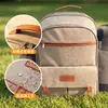 Bolsa de Hielo para Exteriores con Cubiertos, Bolsa de Picnic, Bolsa de Hielo Aislada para Senderismo y Pesca con Bolsa para Vino, Mantel Individual, Mochila de Picnic