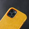 Funda para Teléfono Móvil iPhone 14 Pro con Succión Magnética Apple 13 Hecha a Mano Borde Completo Patrón de Cocodrilo Resistente a Caídas Funda Protectora de Negocios