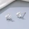 Set de 3 piezas de collar, anillo y aretes de plata de ley maciza S925 estilo ins, base en blanco para diamantes DIY