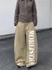 Jeans Retro Americano com Estampa de Letras Scimitar para Homens e Mulheres, Novas Calças de Trabalho Cáqui, Calças Largas Soltas de Comprimento Total