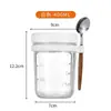 Taza de avena nocturna Amazon Taza Mason Taza para ensalada con cuchara Taza de vidrio sellada con tapa Taza para avena y yogur