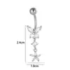 Piercing de Ombligo Hensen de Acero Inoxidable con Circonita Incrustada de Cobre, Colgante de Lazo y Borla, Piercing de Ombligo Estilo Europeo y Americano Transfronterizo