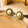 Pendientes de aguja de plata esmaltada vintage con cuentas de jade y almejas de colores, estilo bohemio, para mujer.