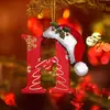 Decoração de Árvore de Natal Nova Transfronteiriça Pingente Plano Acrílico de Letra de Natal Decoração de Casa Chaveiro para Pendurar