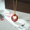 S925 Sterling Silver Banhado a Ouro Southern Red Pingente Redondo Retro Personalizado Na Moda Requintado Novo Estilo Chinês Mulheres
