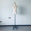 Vestido de noiva de veludo damasco modelo expositor para vitrine de loja de roupas femininas manequim de meio corpo ajustável suporte feminino