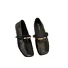 Elegantes Zapatos Mary Jane para Mujer, Estilo Nuevo Otoño 2026, Sin Cordones Retro Franceses Planos Versátiles Suela Suave Zapatos Pequeños de Cuero con Perlas