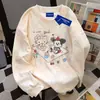 Sudadera Creativa Americana Vibe Estilo K Lindo Perezoso Cuello Redondo para Mujer Otoño e Invierno Linda Tie-Dye Azul Hello Kitty