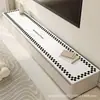 Alfombrilla de cuero para aparador del hogar, borde blanco y negro, resistente a los arañazos, resistente al desgaste, mantel lavable, alfombrilla protectora a prueba de polvo para mueble de TV y zapatero
