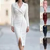 2026 Transfronterizo Europeo y Americano AliExpress Nuevo Moda Cintura Ceñida Manga Larga Cuello Traje Cremallera Vestido