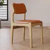 Silla de Comedor de Madera Maciza Hogar Nórdico Moderno Simple Respaldo Acolchado Taburete de Mesa de Comedor Restaurante Lujo Ligero Tela Silla de Mesa de Comedor
