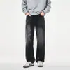Jeans reto retrô moderno de alta qualidade, coleção outono 2026, calça masculina casual de corte reto, solta, bordada, com caimento fluido