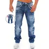 Jeans Casuales Rectos Lavados para Hombre Jeans Casuales Sueltos Vintage para Hombre Denim Lavado Casual