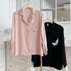Pijama de mujer de estilo francés con encaje soluble en agua, estilo fino, de seda helada de principios de primavera, de manga larga, cómodo para el hogar.