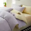 Conjunto de Roupa de Cama Quatro Peças Patchwork de Cor Lisa Dupla Cor Classe A 100% Algodão Conjunto de Três Peças para Dormitório Estudantil Algodão Puro 100% Algodão Lavado Venda por Atacado