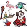 Pegatinas de Tela Bordadas Accesorios para Ropa Accesorios Insignias Parches Pegatinas Flamenco Loro Fénix Perro de Ocho Hermanos Pájaro Rojo