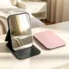 Espejo de escritorio plegable con patrón de piel de cocodrilo retro de cuero PU, espejo de maquillaje con tapa abatible de regalo, espejo de retoque de viaje portátil de mesa