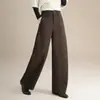 Calça pantalona curva simples e estilosa para mulheres nova temporada Outono/Inverno 2026 bom caimento solta longa cintura alta slim casual