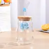 Taza de Bebida para Mujer con Forma de Nube Linda, Taza de una Sola Capa de Gran Capacidad, Taza con Lazo Resistente a Altas Temperaturas, Vaso de Agua de Vidrio de Borosilicato Alto