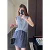 Moda y Estilo ~ Pantalones de Tres Puntos Color Sólido Anti-Exposición Ropa de Trabajo Bolsillo Grande Falda Corta de Cintura Alta para Mujer Verano Nuevo