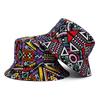Sombrero de Pescador para Mujer Estilo Étnico Retro Sombrero Parasol Japonés Geométrico Sombrero de Cubeta para Hombre Casual para Exterior Sombrero de Doble Cara Moderno Transfronterizo