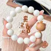 Pulsera de Jade Blanco Bodhi para Mujer Pulsera de una Sola Hilo de Cuentas Redondas Estilo Chino Cuentas Lacadas Cuentas Budistas Jugar con Semillas de Bodhi de Mano Venta al por Mayor