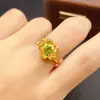 Anel de Peridoto Natural Transfronteiriço Acessórios Femininos Nicho Alta Qualidade Joias de Prata 925 5*5 Moda Fábrica Venda Direta