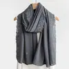 Fábrica de Origem Lenço de Cabeça Malaio, Lenço de Chiffon de Alta Qualidade, Xale Macio e Versátil, Lenço de Cabeça Bordado de Chiffon de Cor Sólida