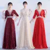 Novo Vestido de Veludo para Performance Coral Feminino, Vestido Longo para Adultos, Estudantes, Meia-Idade e Idosos, Vestido de Performance para Recitação em Competição